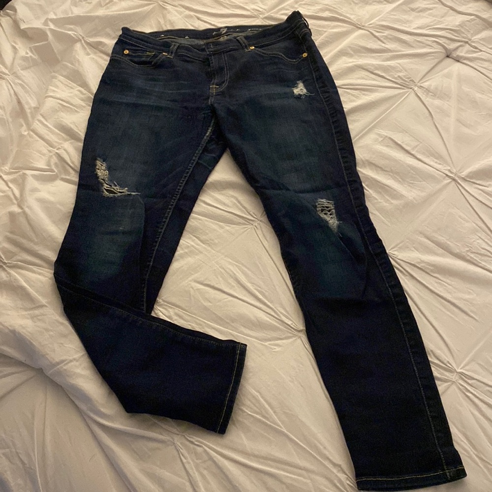 7 for all man kind ankle length distressed skinny jeans